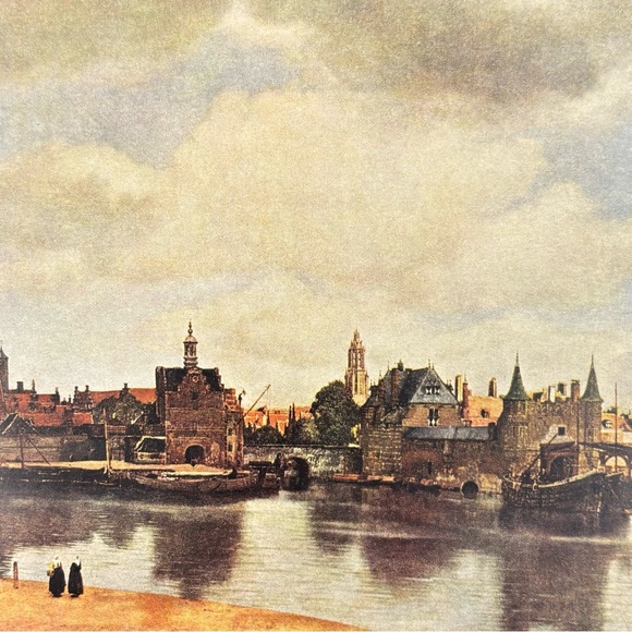 Johannes Vermeer View of Delft Original Vintage Fine Dutch Art Print 1930’s USA - Picture 3 of 7